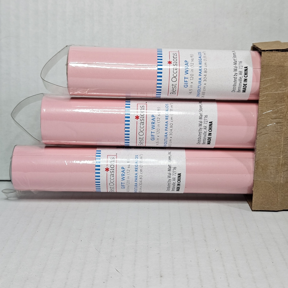 3-Pack Best Occasions "Rose Petal" Gift Wrap - Discontinued Colour